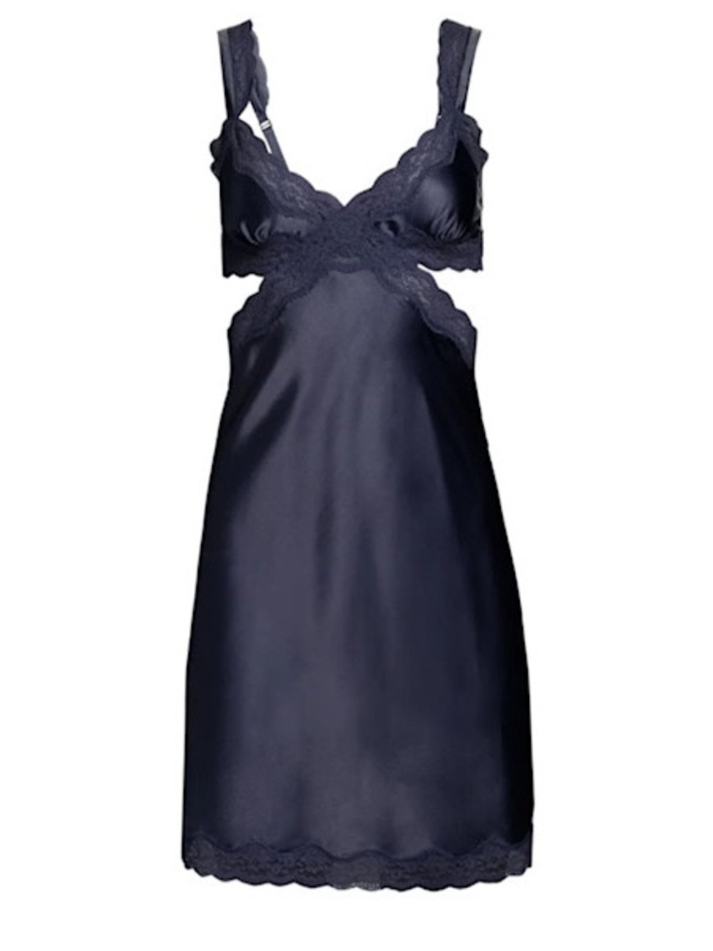 Stella McCartney Clara Whispering Navy Silk Lace-Trim Chemise